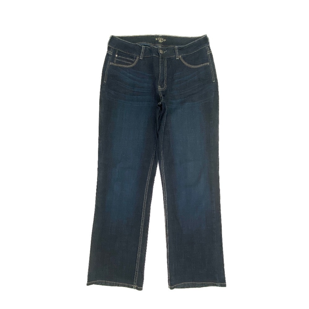 Rides‎ by Lee Mid Rise Straight Women's size 12P Dark Wash Blue Denim Jeans